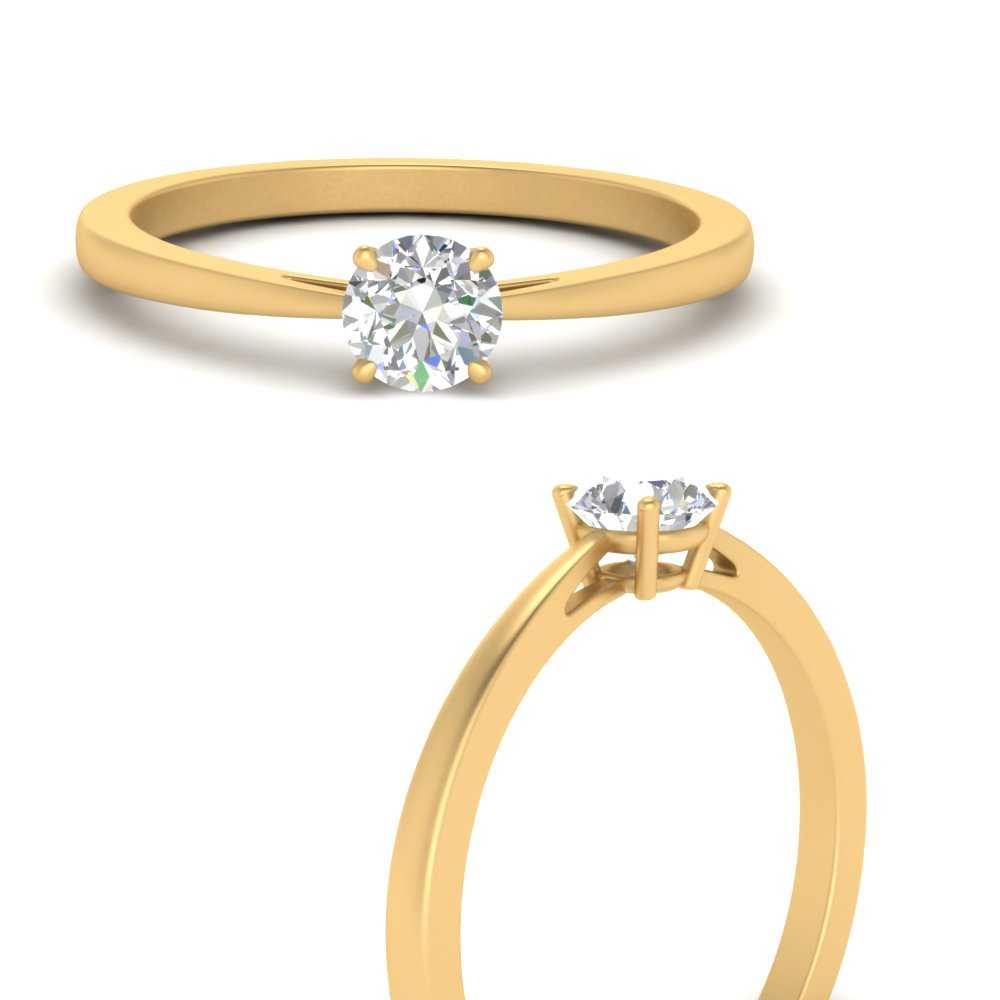 Tapered Classic Round Cut Solitaire Engagement Ring