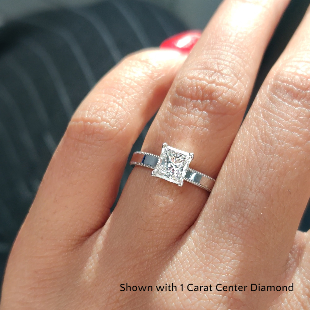 1.5 Carat Natural Diamond Princess Cut Pave Engagement Ring 14K White Gold  D/VS1 | eBay