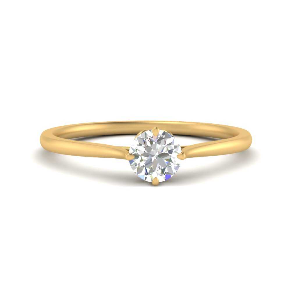 1 Carat Round Compass Set Man Made Diamond Ring with 14K Yellow Gold White Diamond