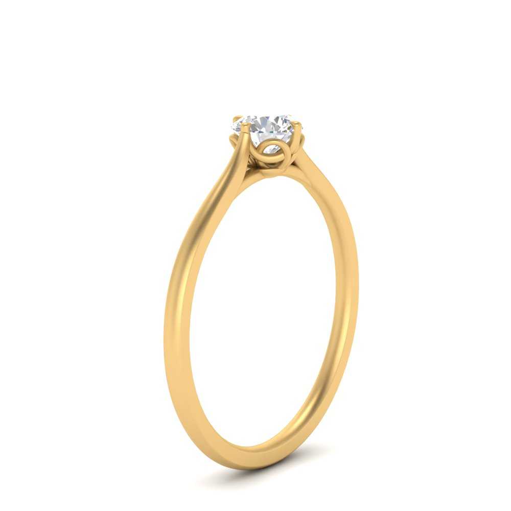 1 Carat Round Compass Set Man Made Diamond Ring with 14K Yellow Gold White Diamond