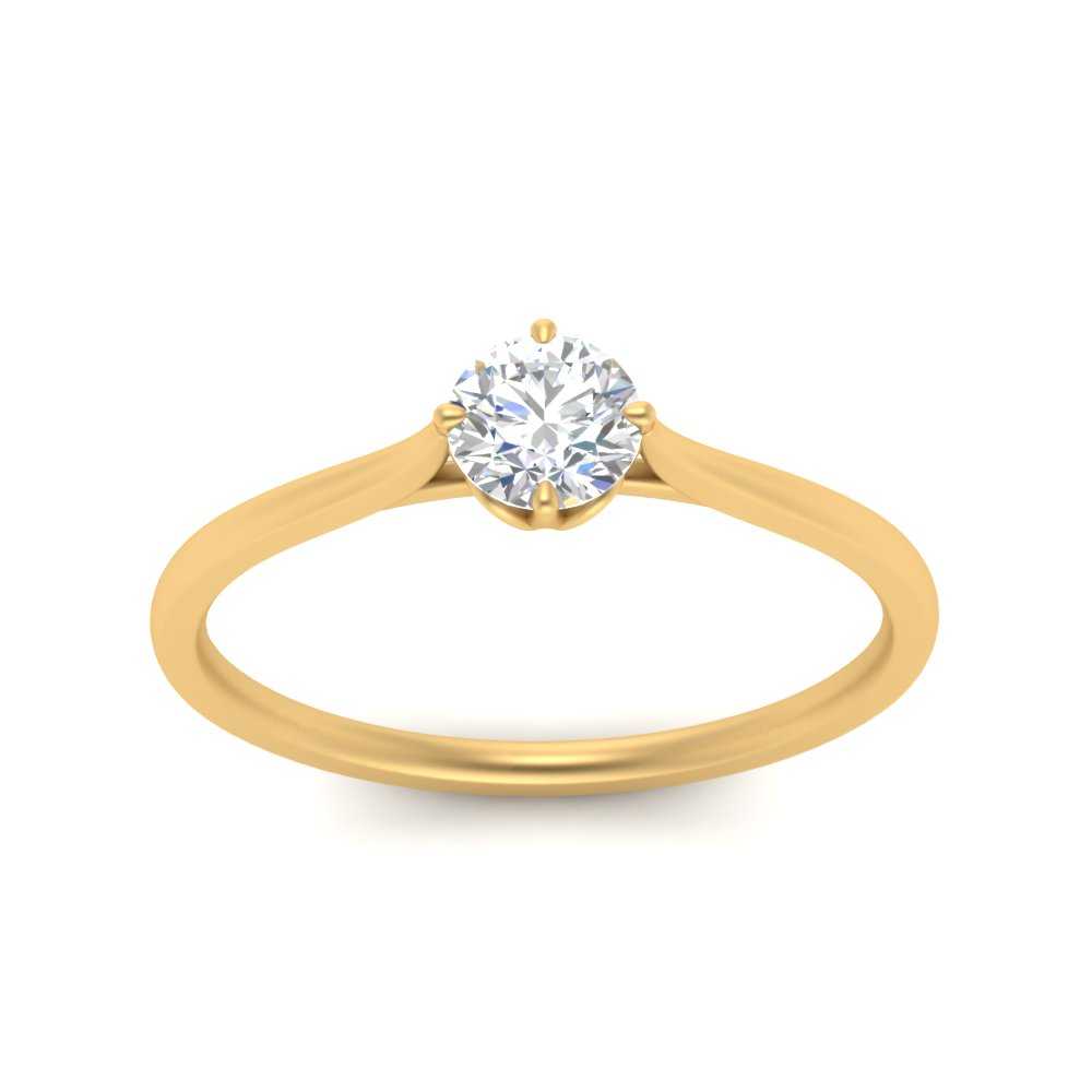 1 Carat Round Compass Set Man Made Diamond Ring with 14K Yellow Gold White Diamond