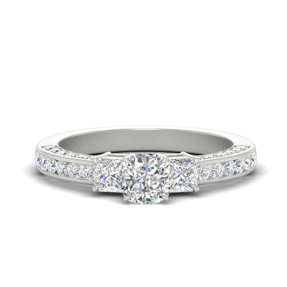 1.50 Ct. Lab Diamond Pave And Channel Shank Ring In 18K