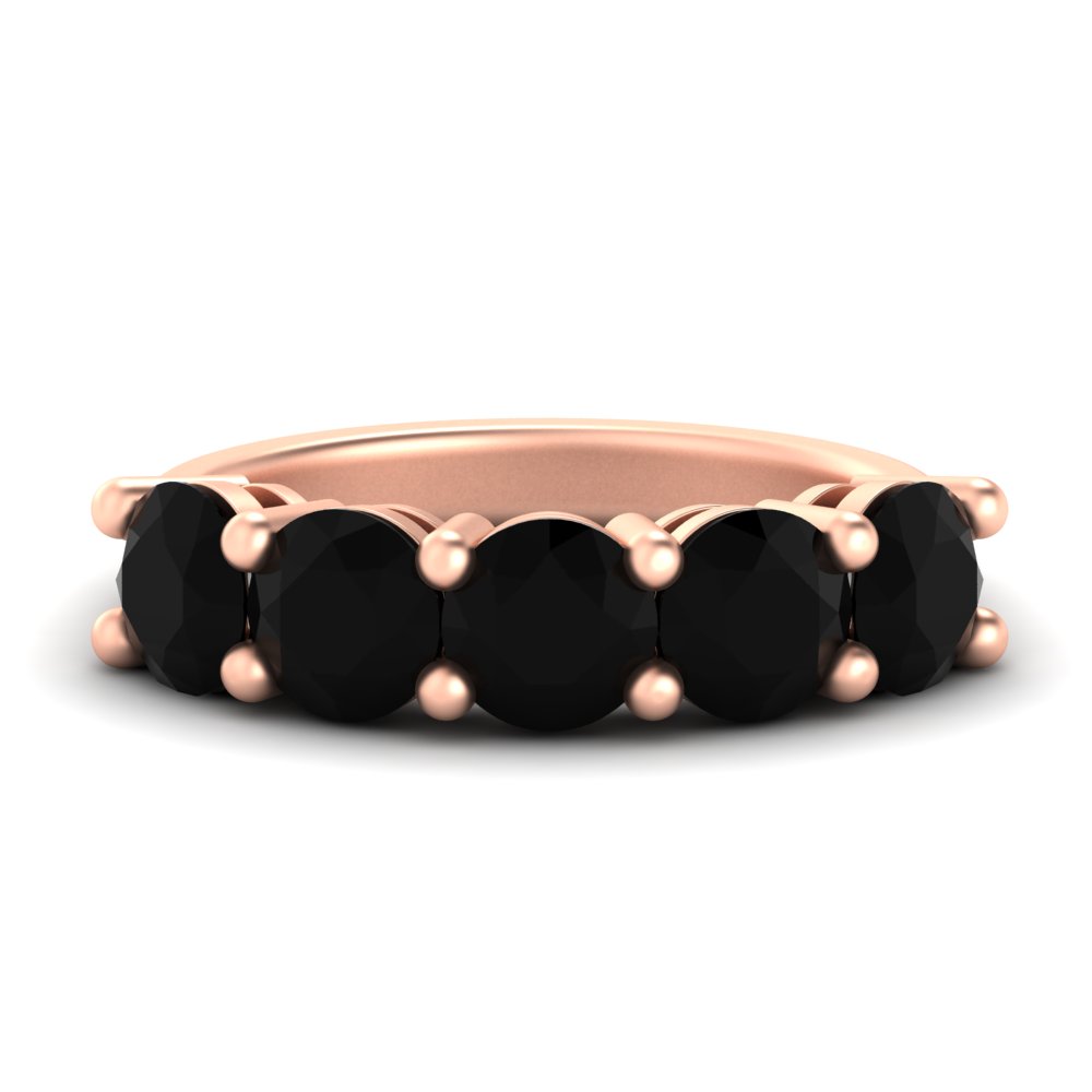 4 Carat Round Diamond Colored Anniversary Band with 14K Rose Gold Black Diamond