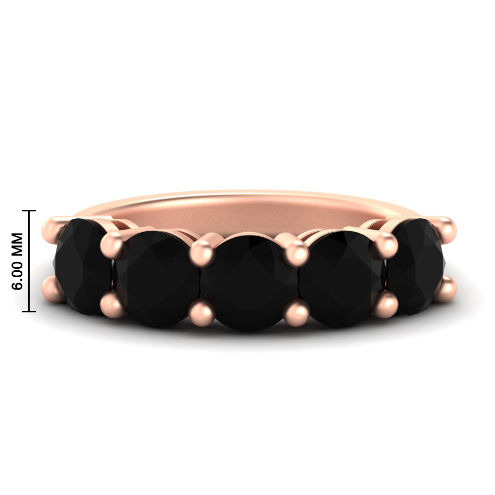 4 Carat Round Diamond Colored Anniversary Band with 14K Rose Gold Black Diamond