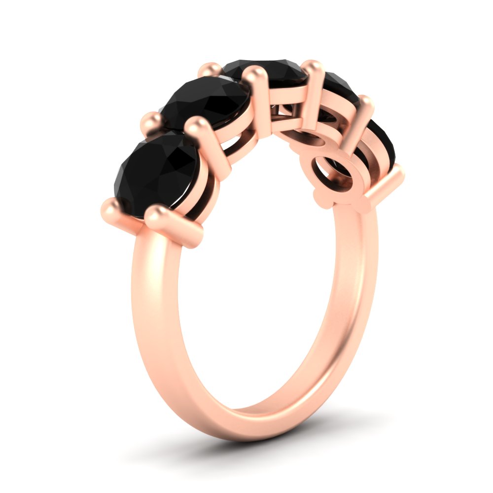 4 Carat Round Diamond Colored Anniversary Band with 14K Rose Gold Black Diamond
