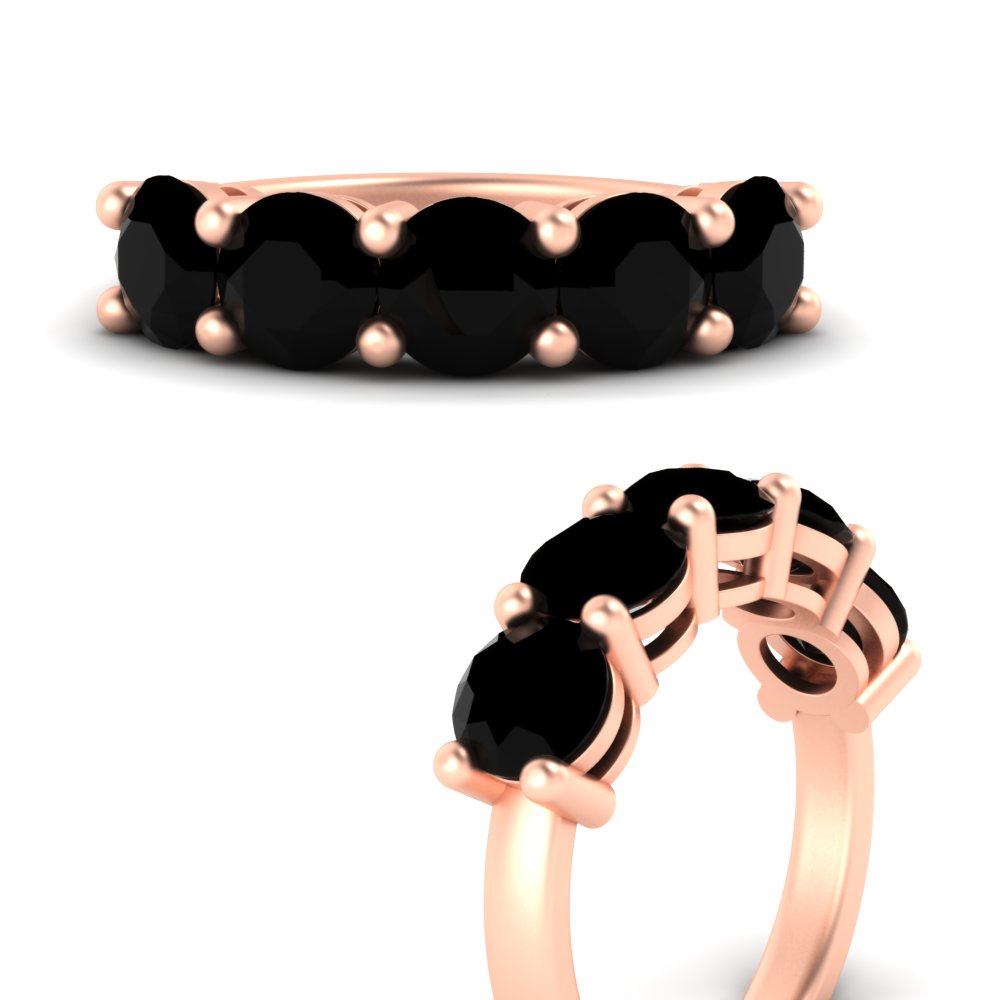 4 Carat Round Diamond Colored Anniversary Band with 14K Rose Gold Black Diamond