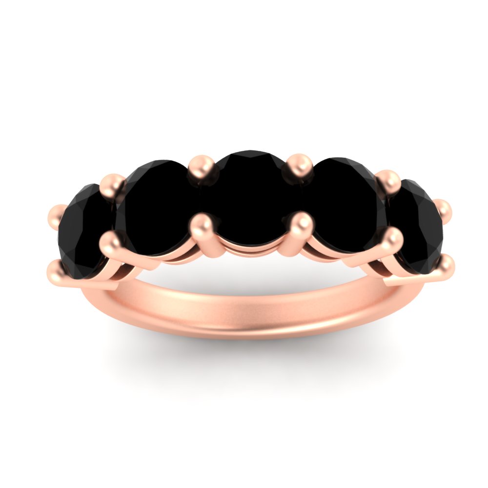 4 Carat Round Diamond Colored Anniversary Band with 14K Rose Gold Black Diamond