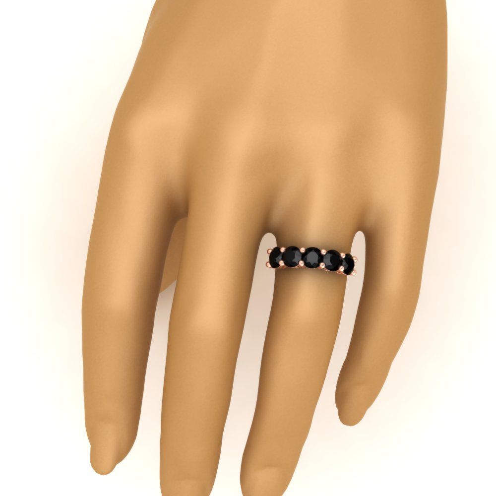 4 Carat Round Diamond Colored Anniversary Band with 14K Rose Gold Black Diamond