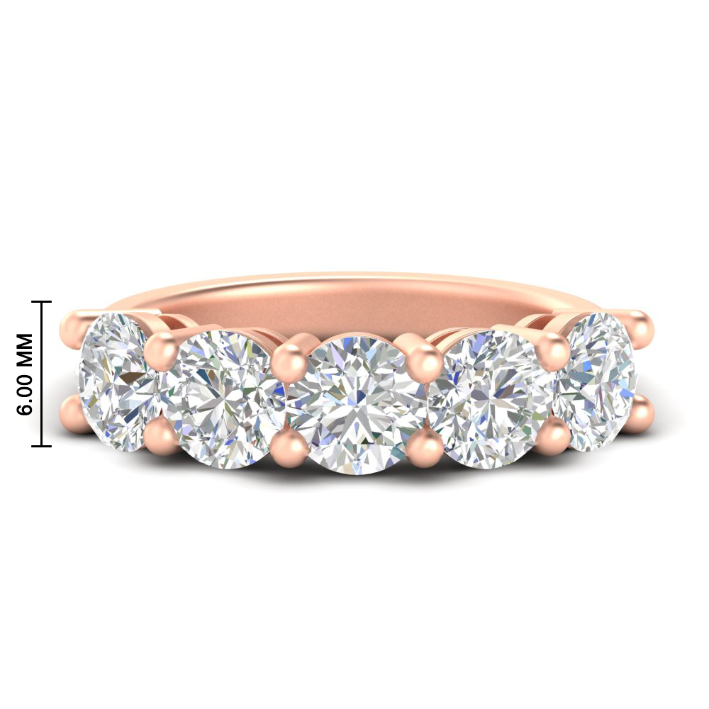 4 Carat Round Diamond Anniversary Band with 14K Rose Gold White Diamond