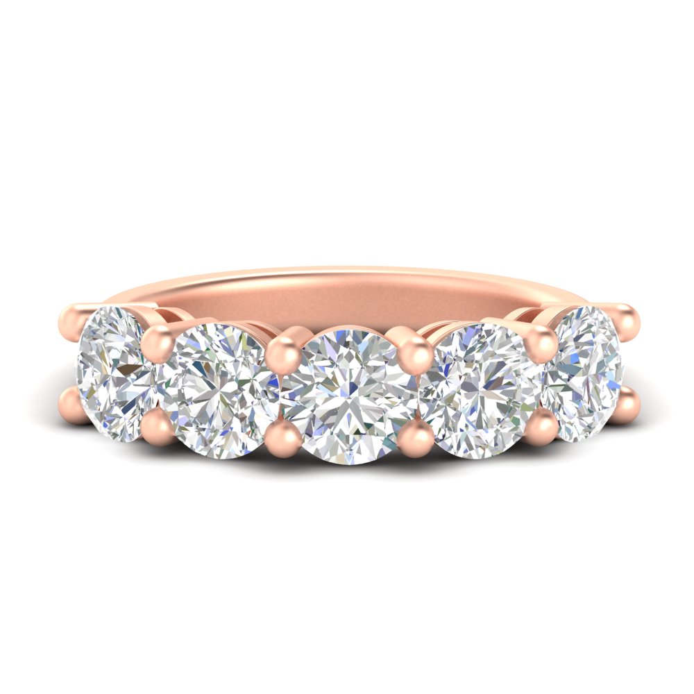 4 Carat Round Diamond Anniversary Band with 14K Rose Gold White Diamond