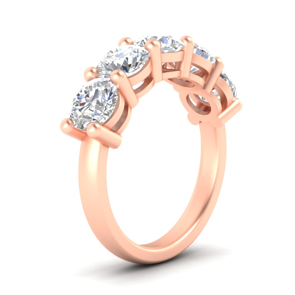 4 Carat Round Diamond Anniversary Band with 14K Rose Gold White Diamond