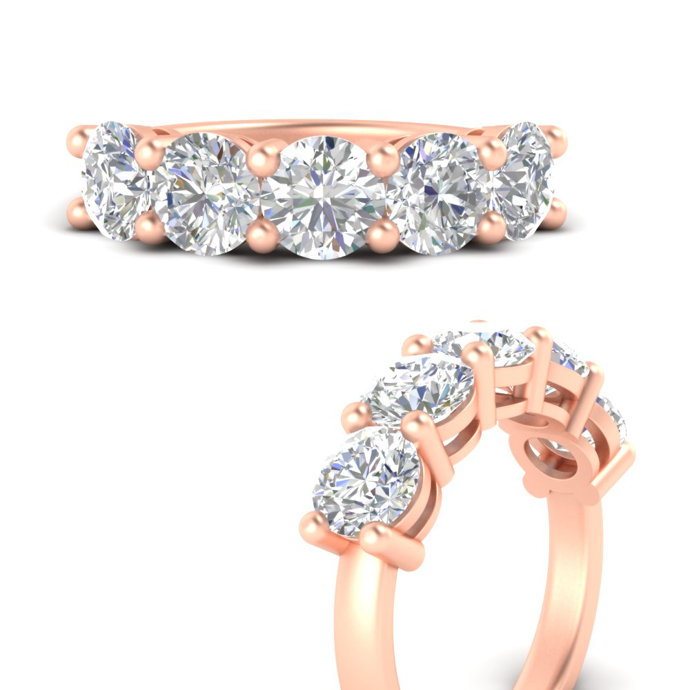 4 Carat Round Diamond Anniversary Band with 14K Rose Gold White Diamond