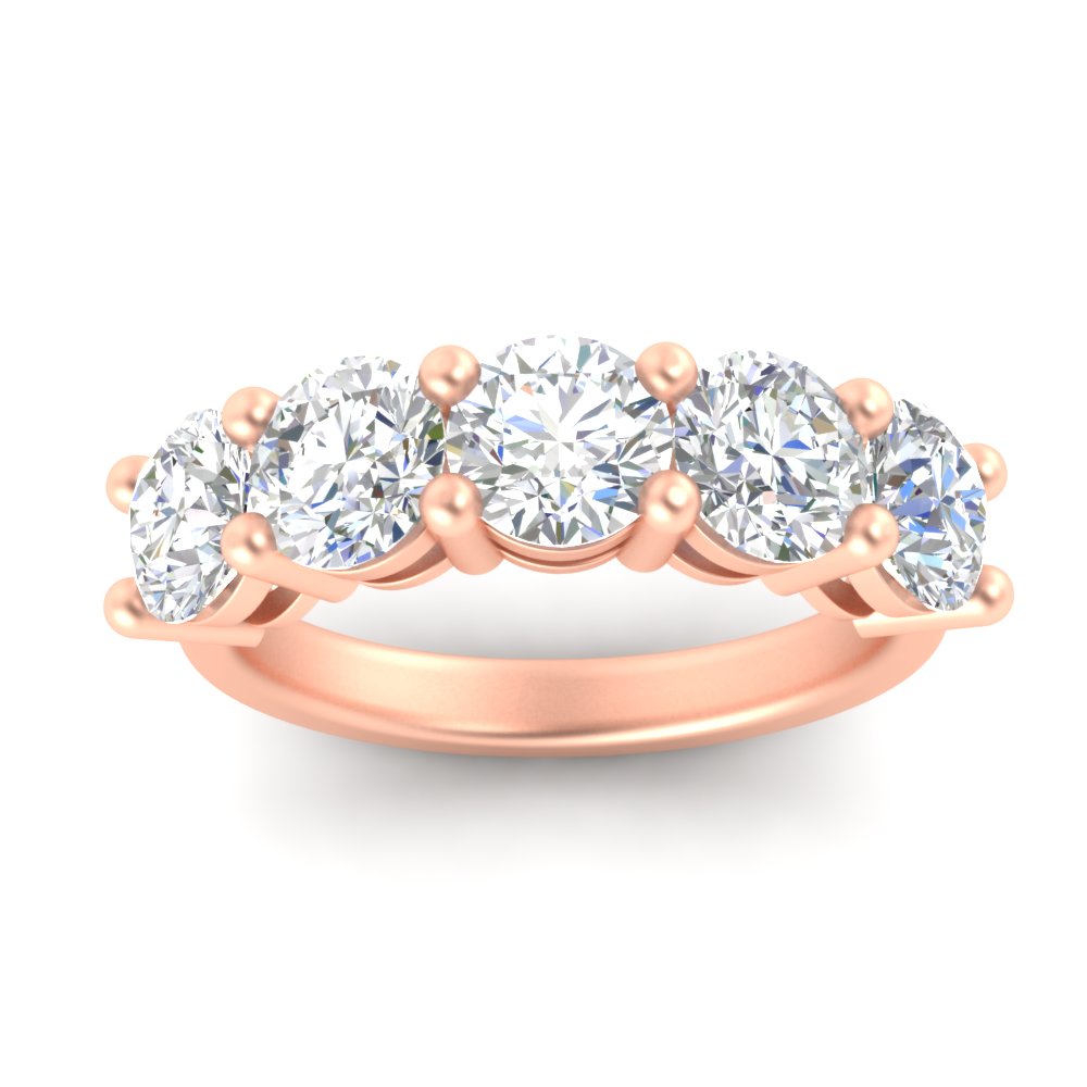 4 Carat Round Diamond Anniversary Band with 14K Rose Gold White Diamond