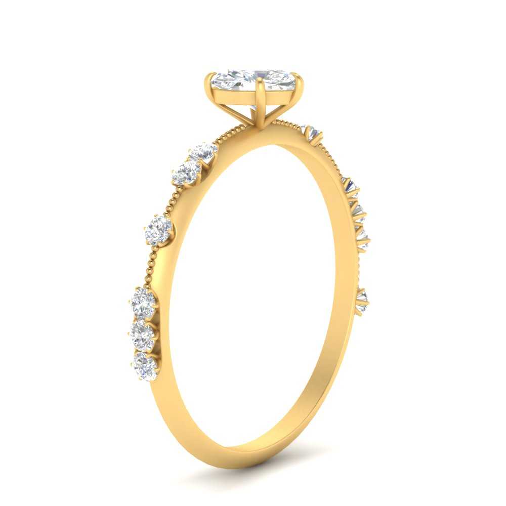 Lab Heart Diamond Ring 1 Karat with 14K Yellow Gold White Diamond
