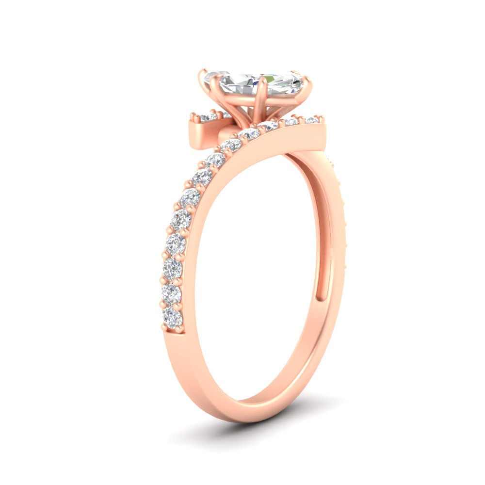 1.25 Ct. Marquise Bypass Big Diamond Ring with 14K Rose Gold White Diamond