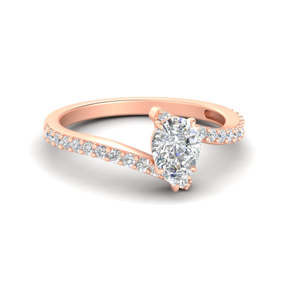 14k Rose Gold Petite Marquise Diamond Promise / Engagement Ring