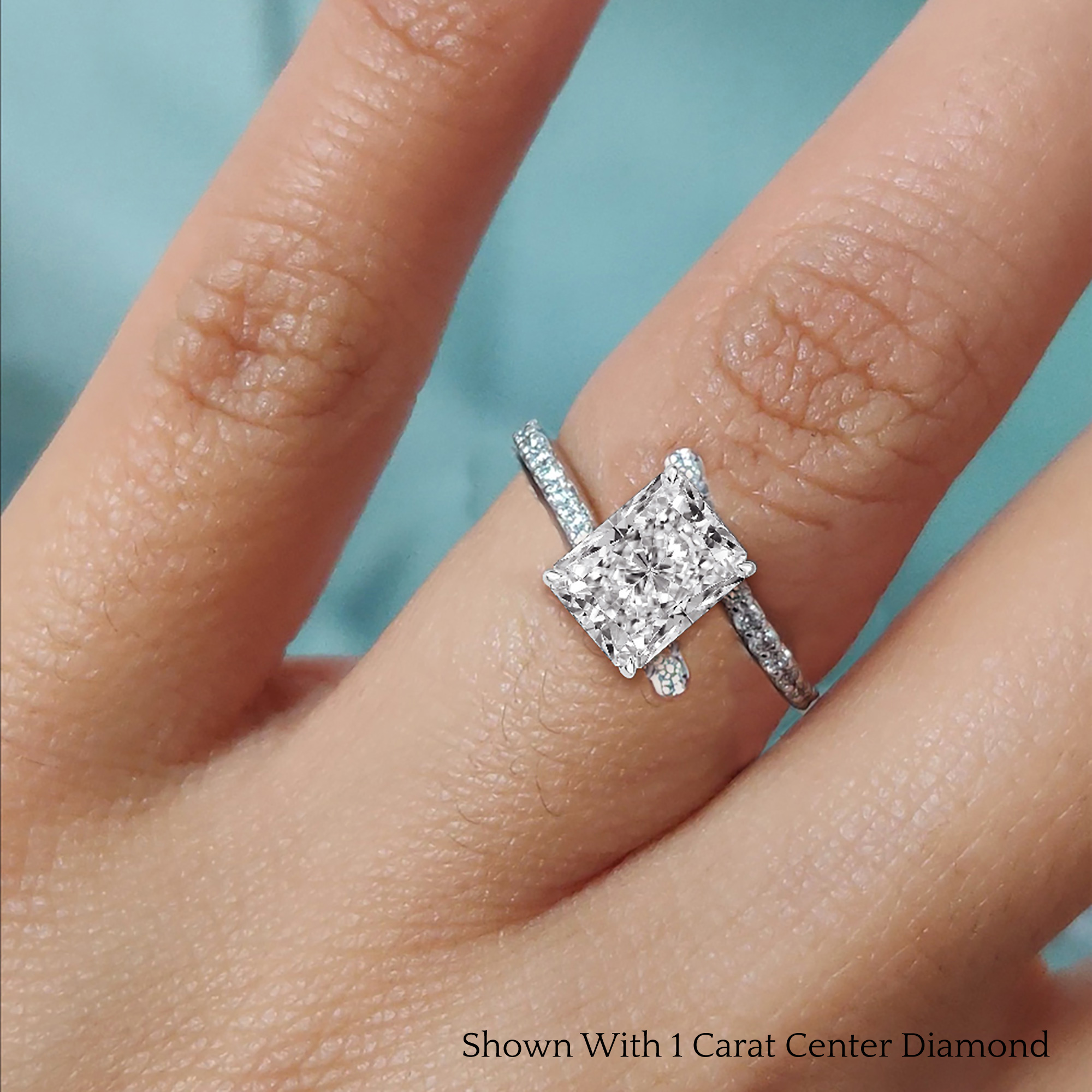 Radiant Cut Petite Bypass diamond Engagement Ring In 950 Platinum