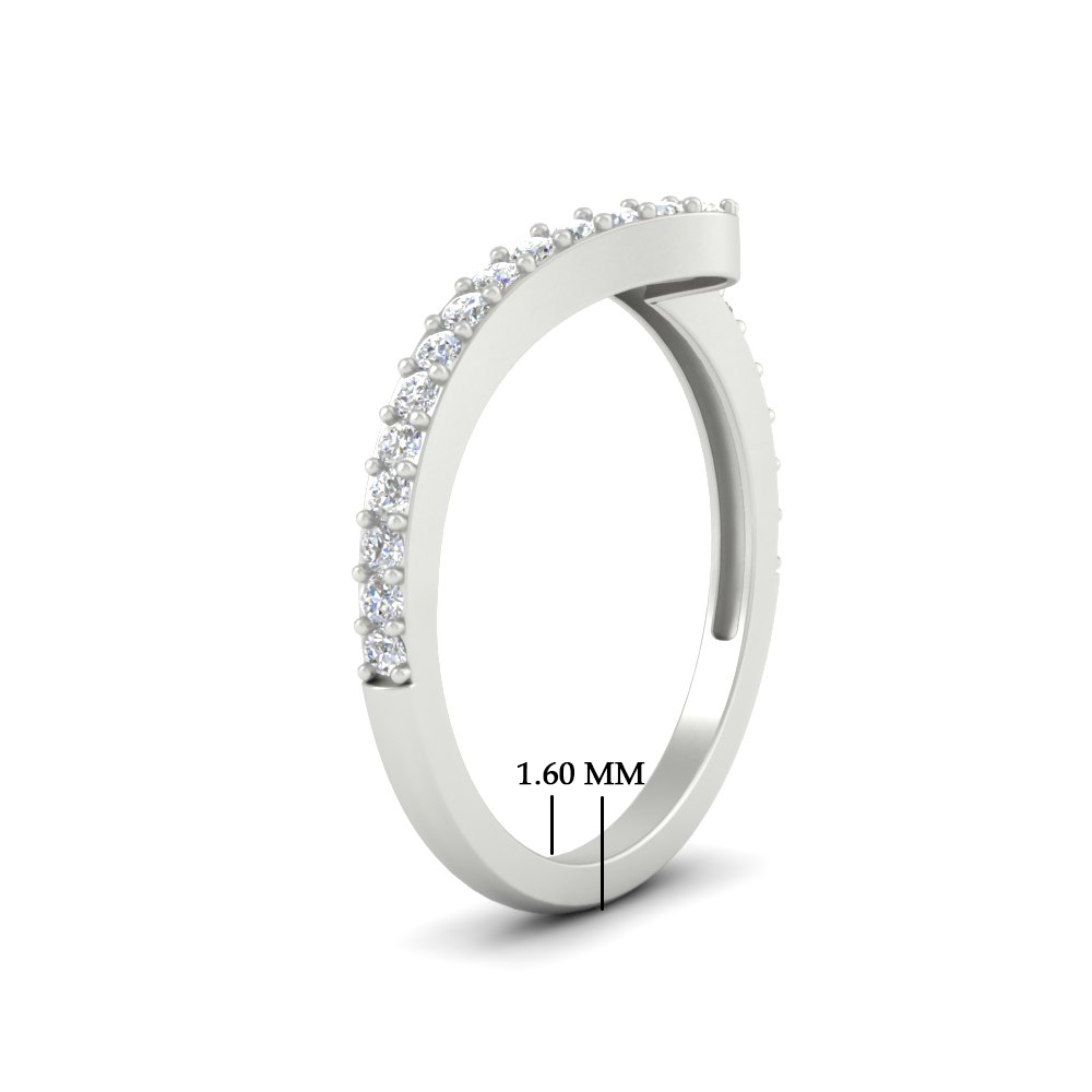 Twist Wedding Anniversary Band with 14K White Gold White Diamond