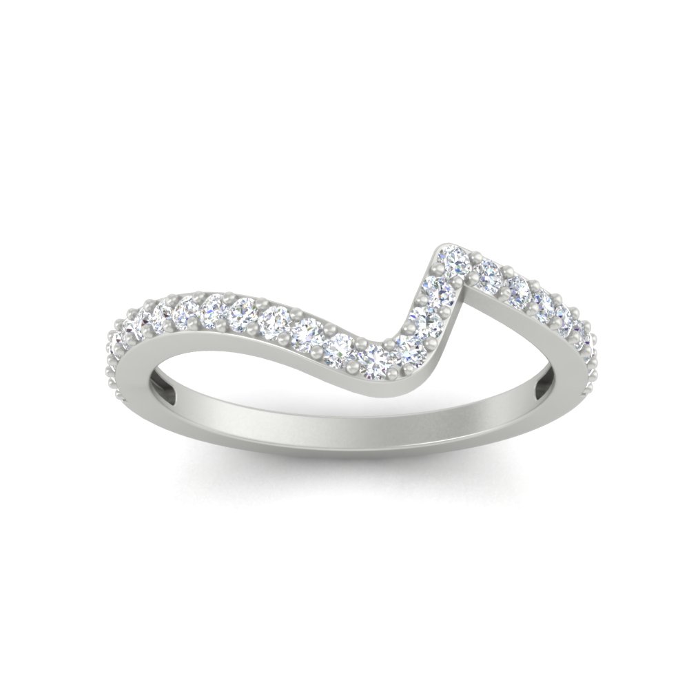 Twist Wedding Anniversary Band with 14K White Gold White Diamond