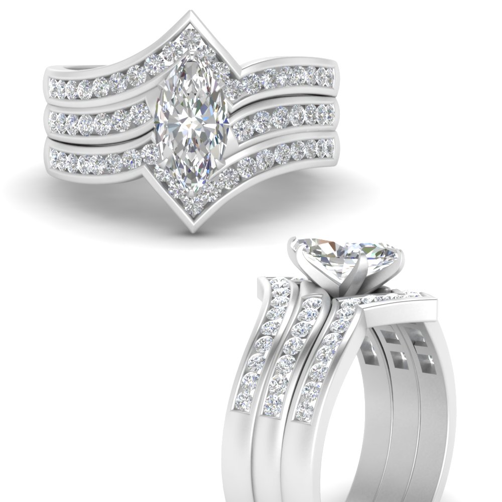 Trio Engagement Rings Set Emerald Rose Gold Couple Rings Sets