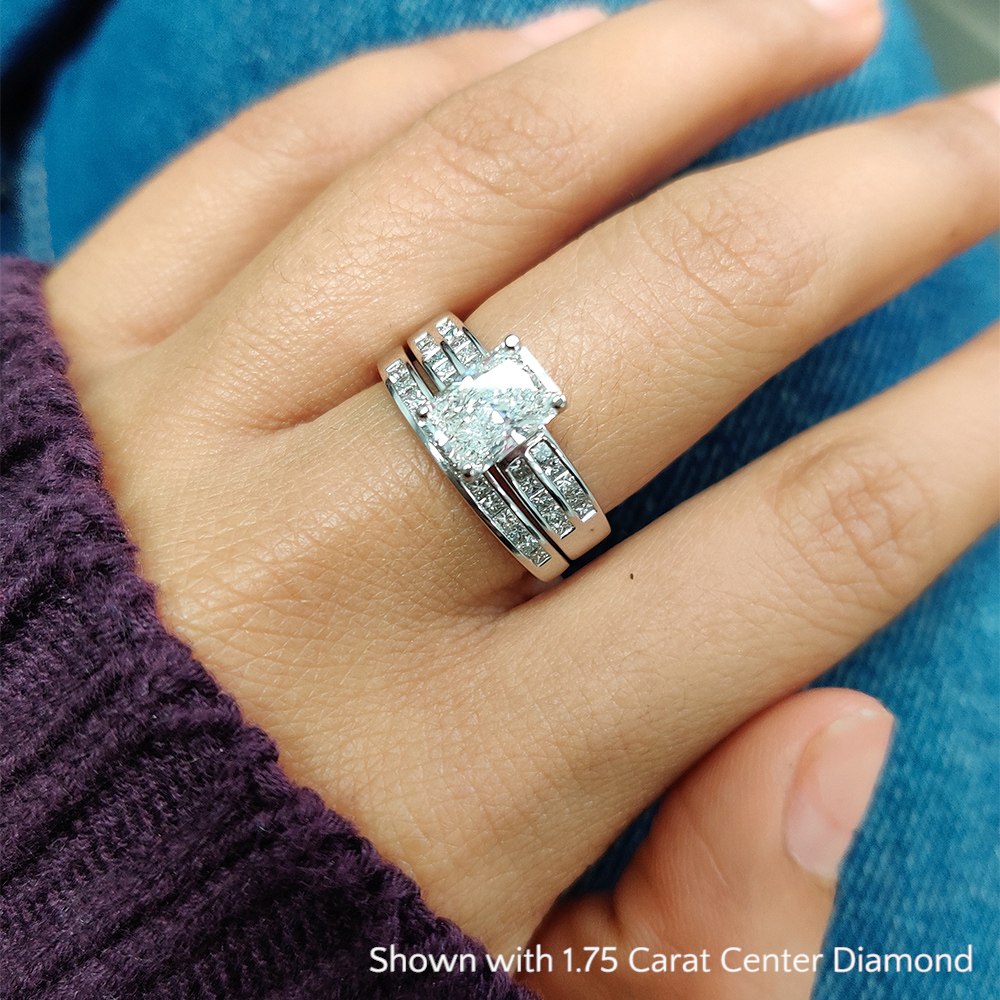 2.25 Carat radiant cut channel diamond wedding ring set in FDENS3124RA NL WG