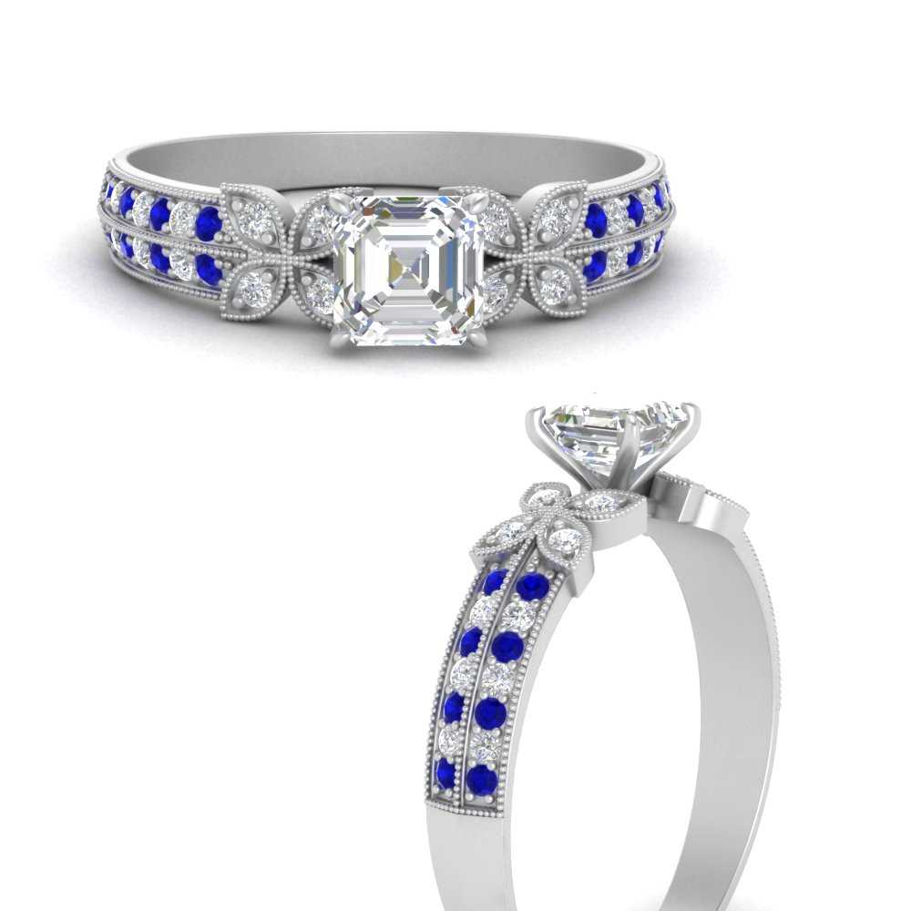 Fantasy Engagement Ring with Blue Lab Sapphire / Undina