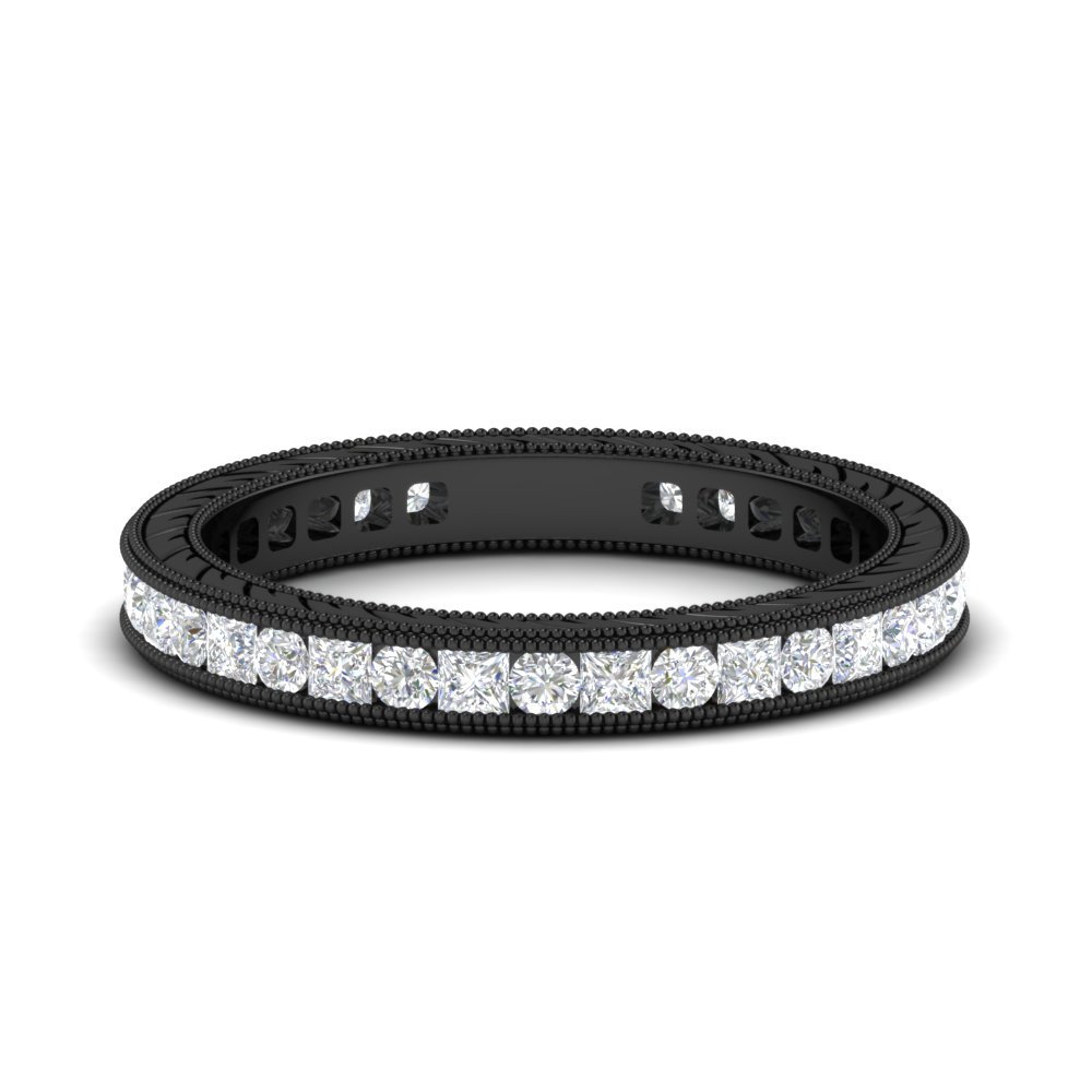 3 Carat Antique Eternity Black Band with 14K Black Gold White Diamond