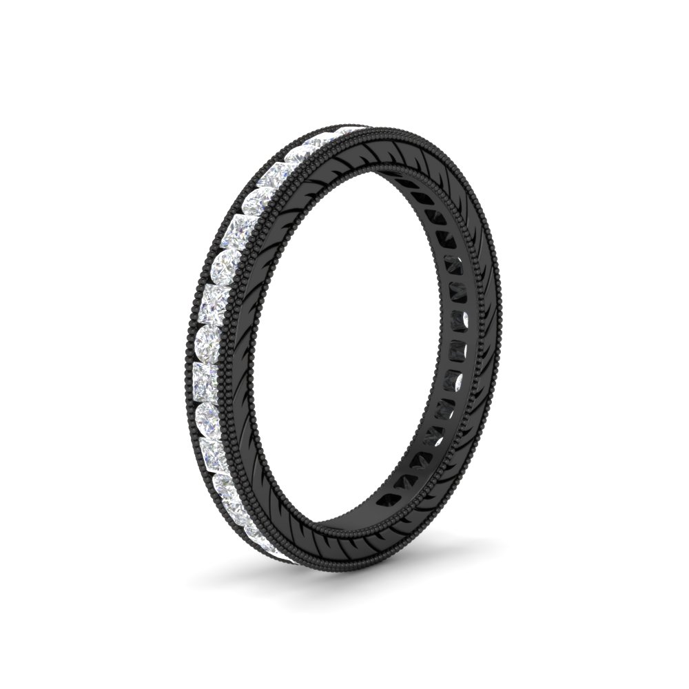 3 Carat Antique Eternity Black Band with 14K Black Gold White Diamond
