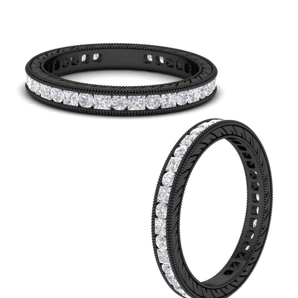 3 Carat Antique Eternity Black Band with 14K Black Gold White Diamond