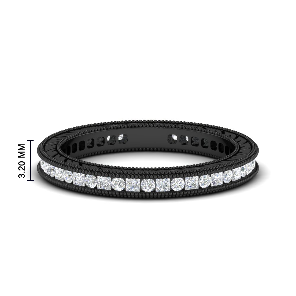 Vintage Eternity Black Band 2 Carat For Women with 14K Black Gold White Diamond