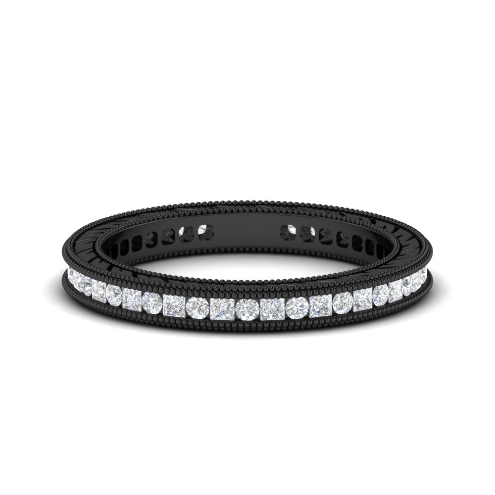 Vintage Eternity Black Band 2 Carat For Women with 14K Black Gold White Diamond