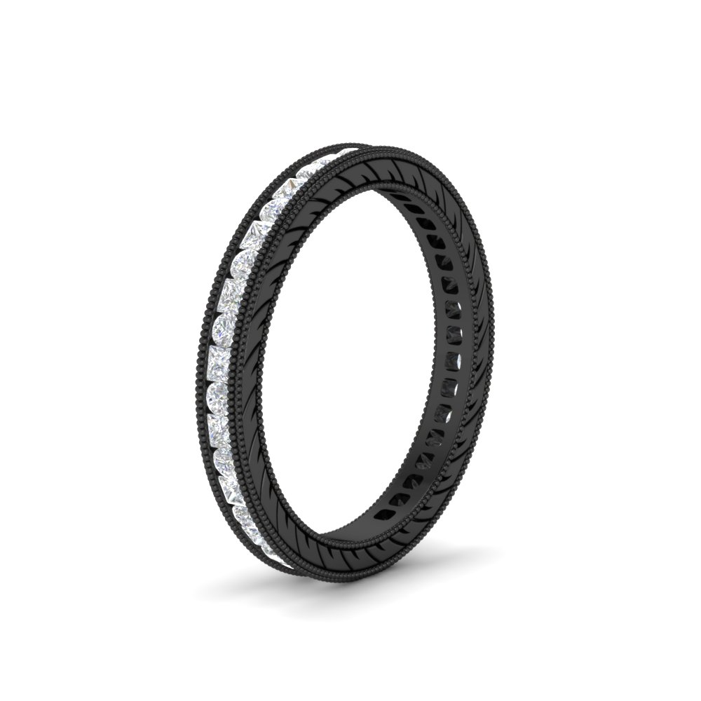 Vintage Eternity Black Band 2 Carat For Women with 14K Black Gold White Diamond