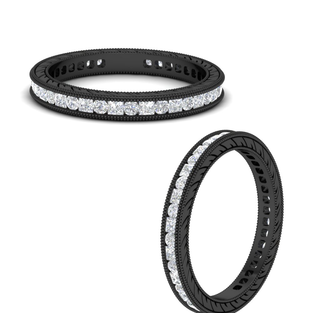 Vintage Eternity Black Band 2 Carat For Women with 14K Black Gold White Diamond