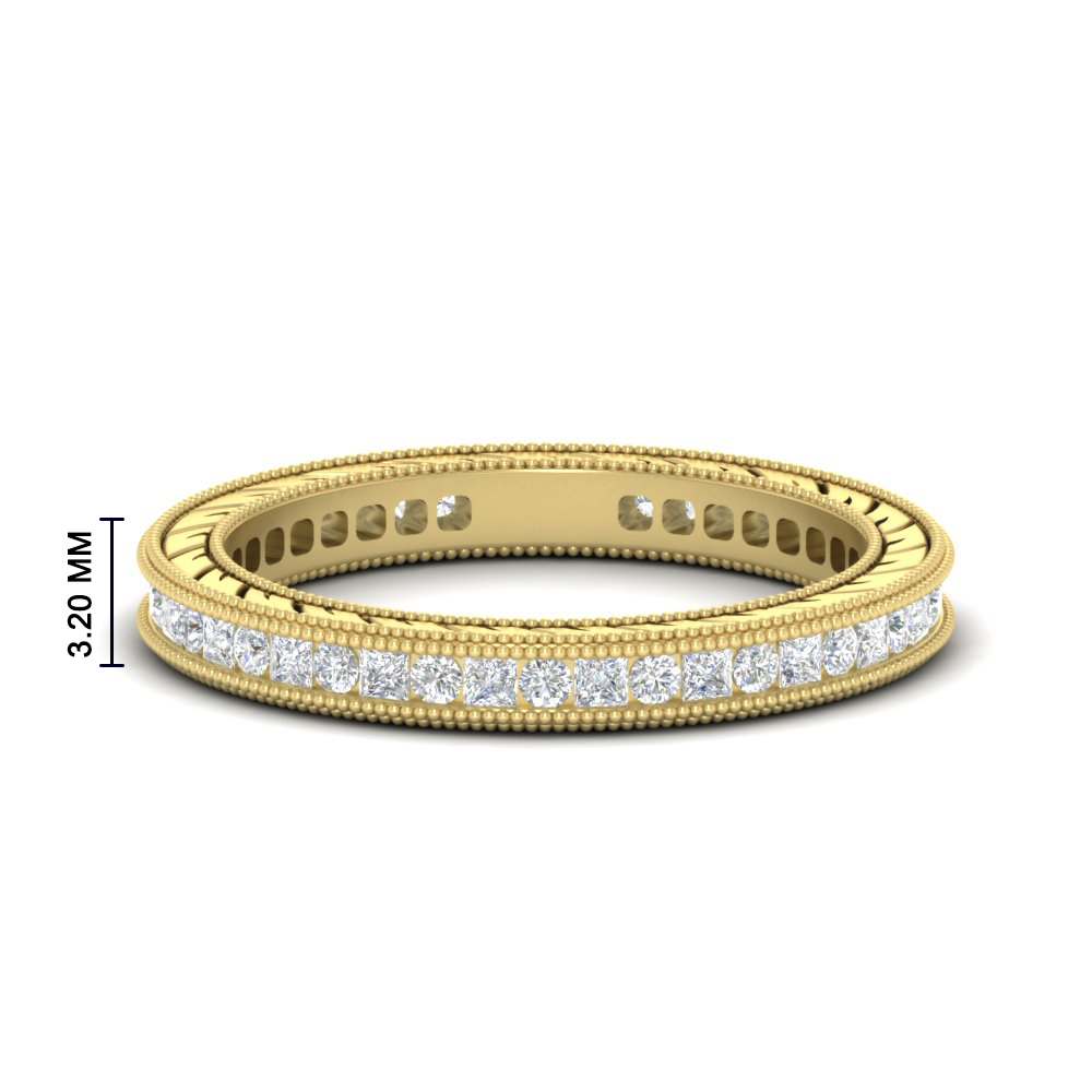 Vintage Eternity Band 2 Carat For Women with 14K Yellow Gold White Diamond