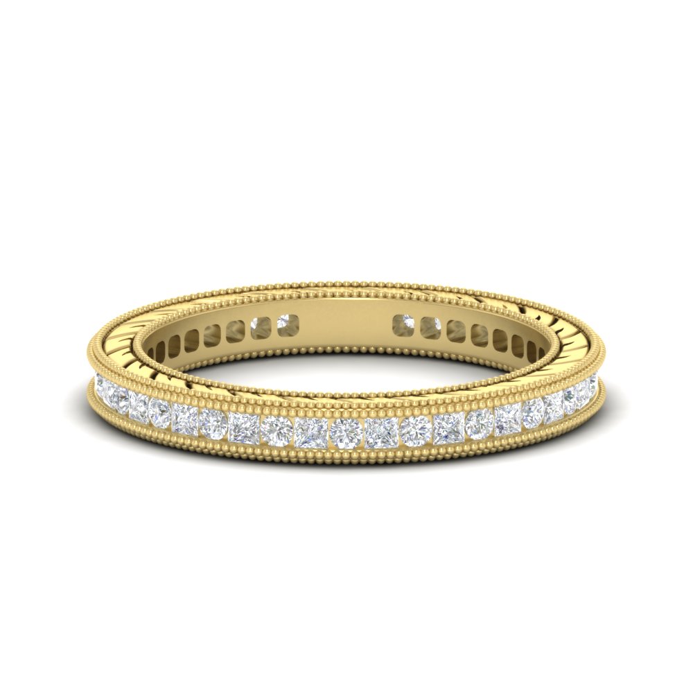 Vintage Eternity Band 2 Carat For Women with 14K Yellow Gold White Diamond