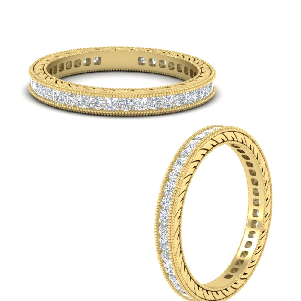 Vintage Eternity Band 2 Carat For Women with 14K Yellow Gold White Diamond