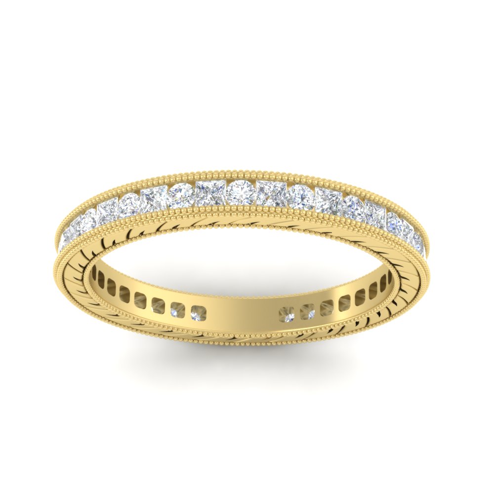 Vintage Eternity Band 2 Carat For Women with 14K Yellow Gold White Diamond