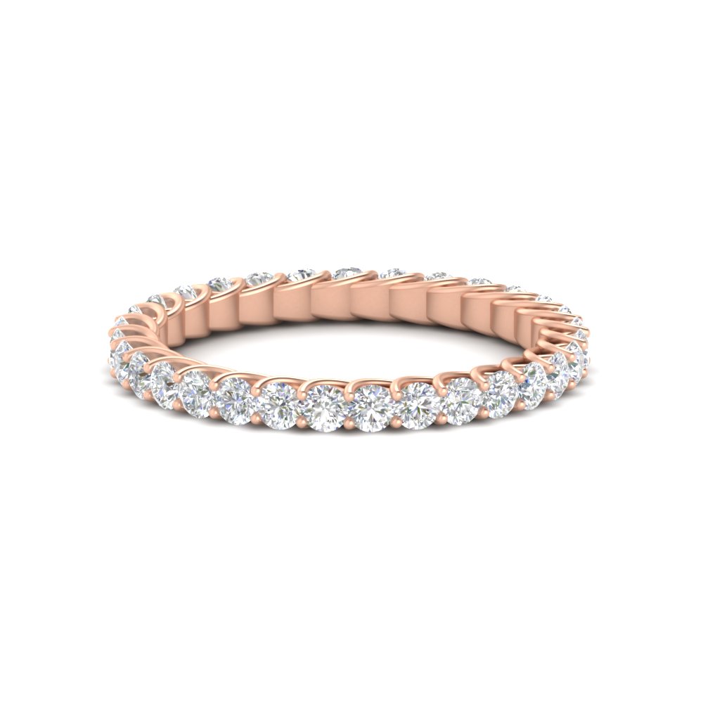 1 Carat Round Diamond Anniversary Eternity Band with 14K Rose Gold White Diamond
