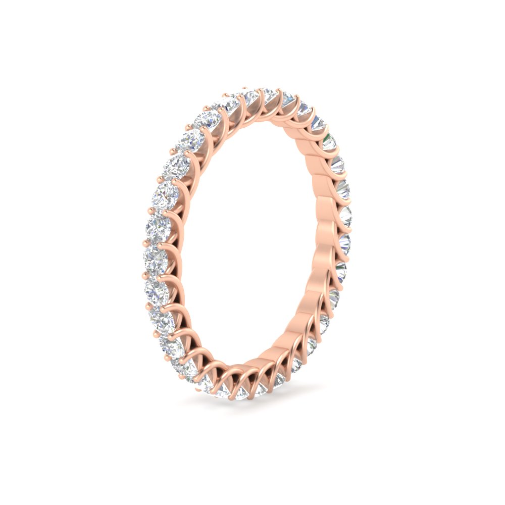1 Carat Round Diamond Anniversary Eternity Band with 14K Rose Gold White Diamond