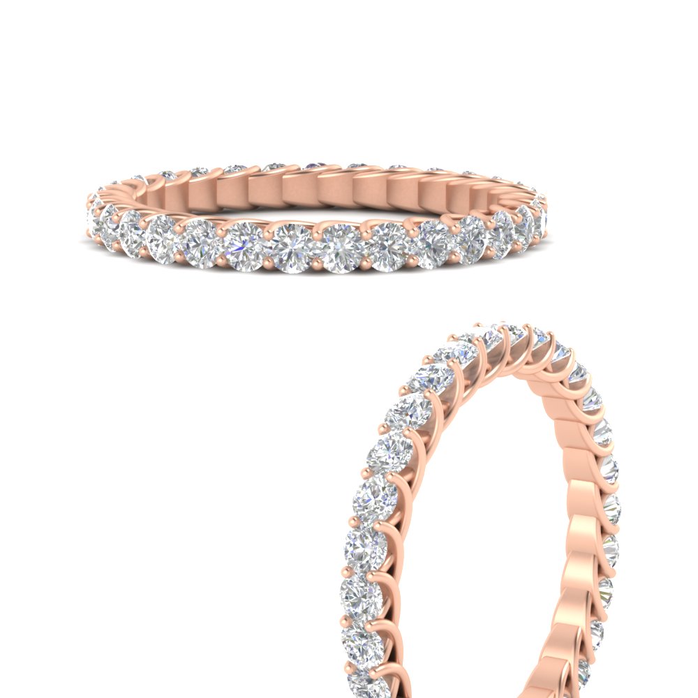 1 Carat Round Diamond Anniversary Eternity Band with 14K Rose Gold White Diamond