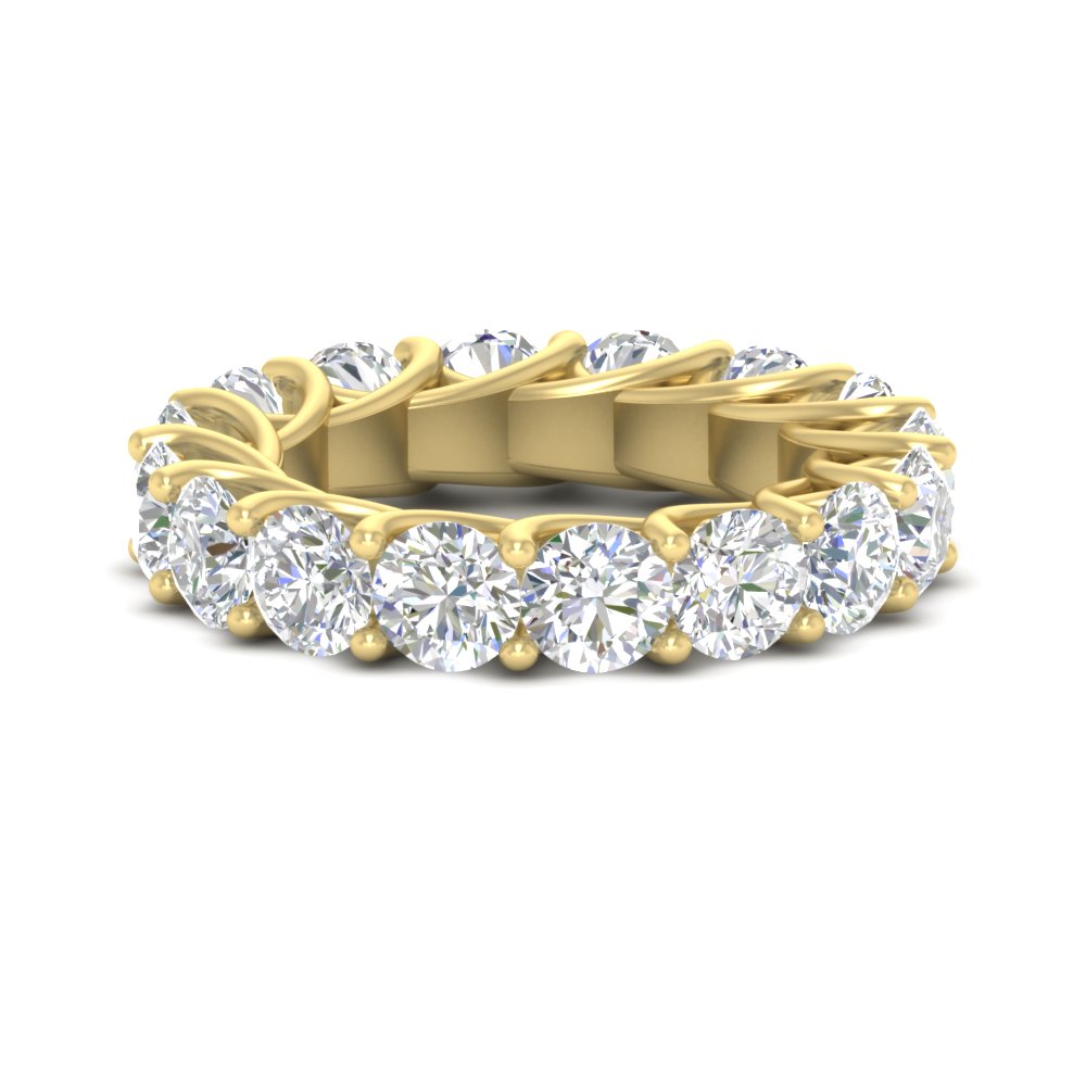 10 Carat Round Diamond Wedding Band with 14K Yellow Gold White Diamond