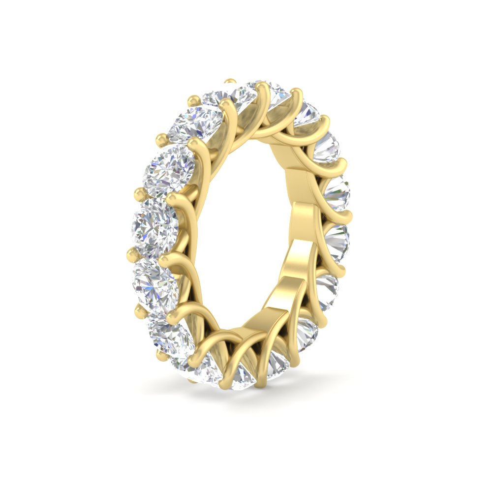 10 Carat Round Diamond Wedding Band with 14K Yellow Gold White Diamond