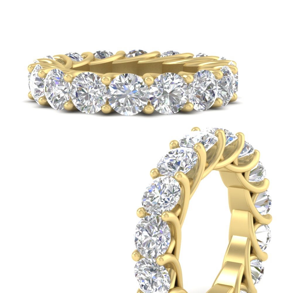 10 Carat Round Diamond Wedding Band with 14K Yellow Gold White Diamond