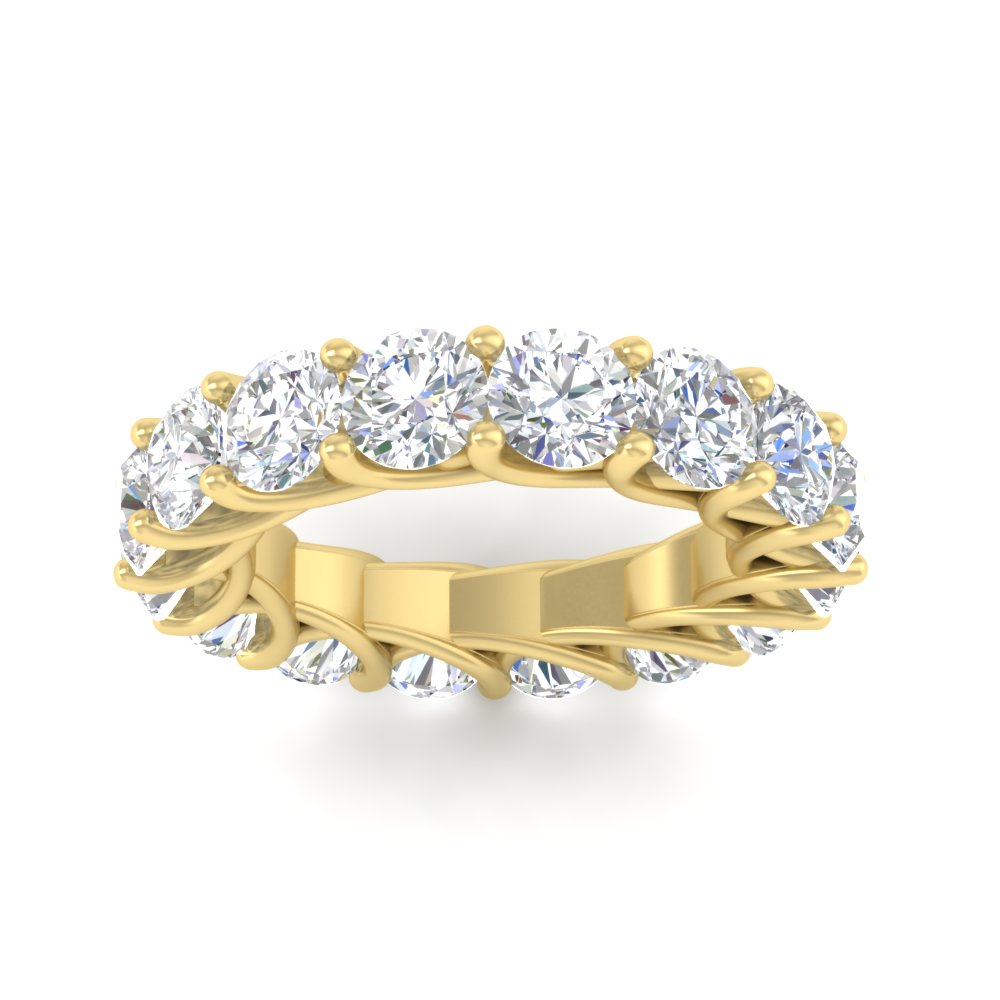 10 Carat Round Diamond Wedding Band with 14K Yellow Gold White Diamond