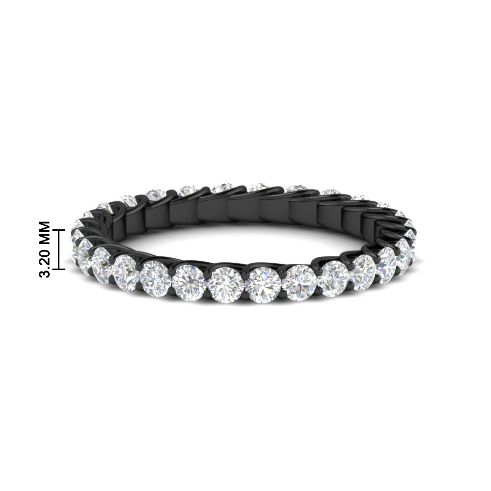 2 Ctw Round Eternity Anniversary Wedding Black Band with 14K Black Gold White Diamond