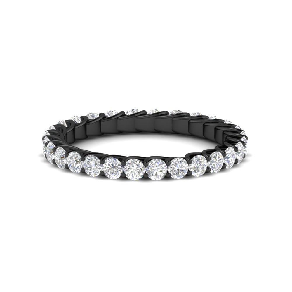 2 Ctw Round Eternity Anniversary Wedding Black Band with 14K Black Gold White Diamond