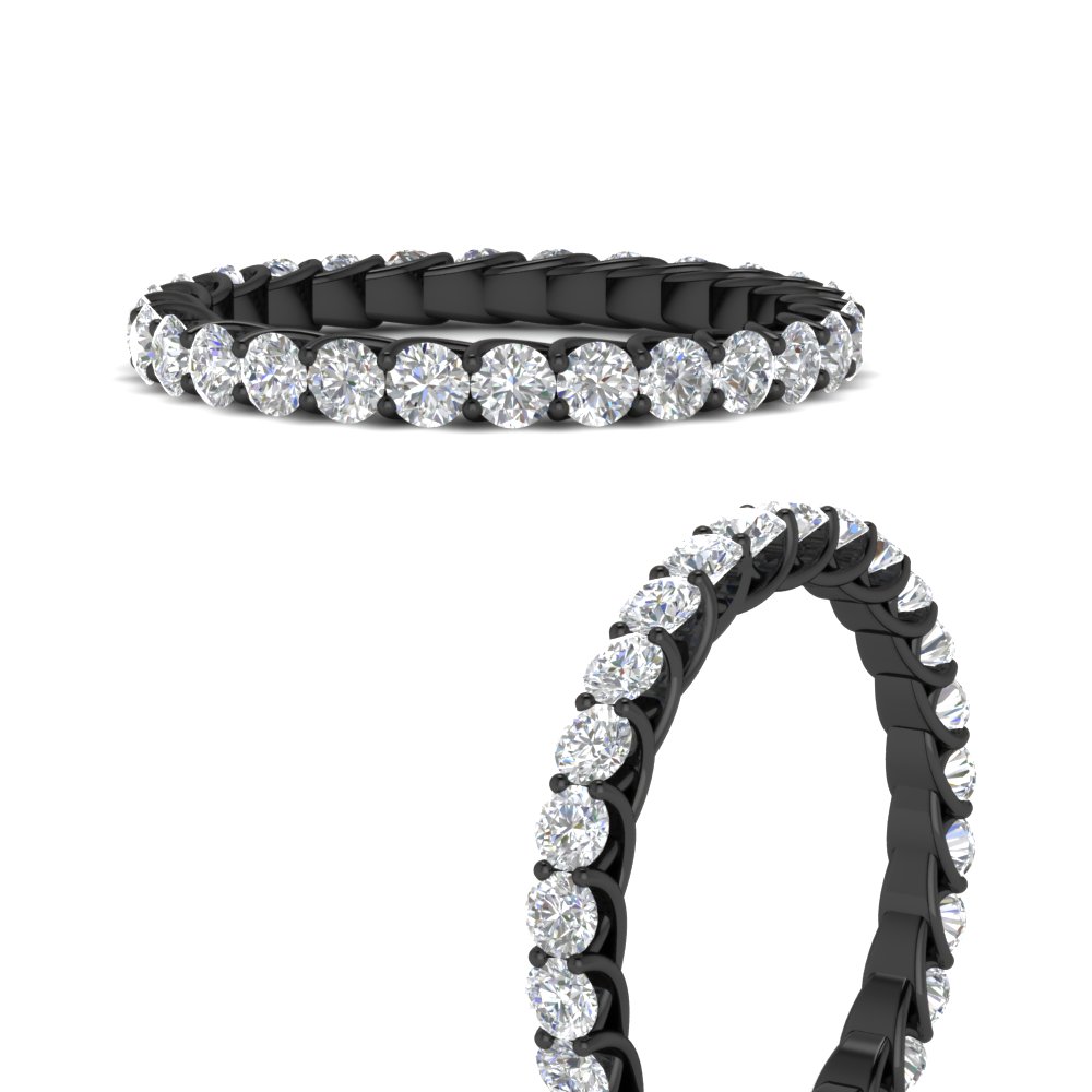 2 Ctw Round Eternity Anniversary Wedding Black Band with 14K Black Gold White Diamond