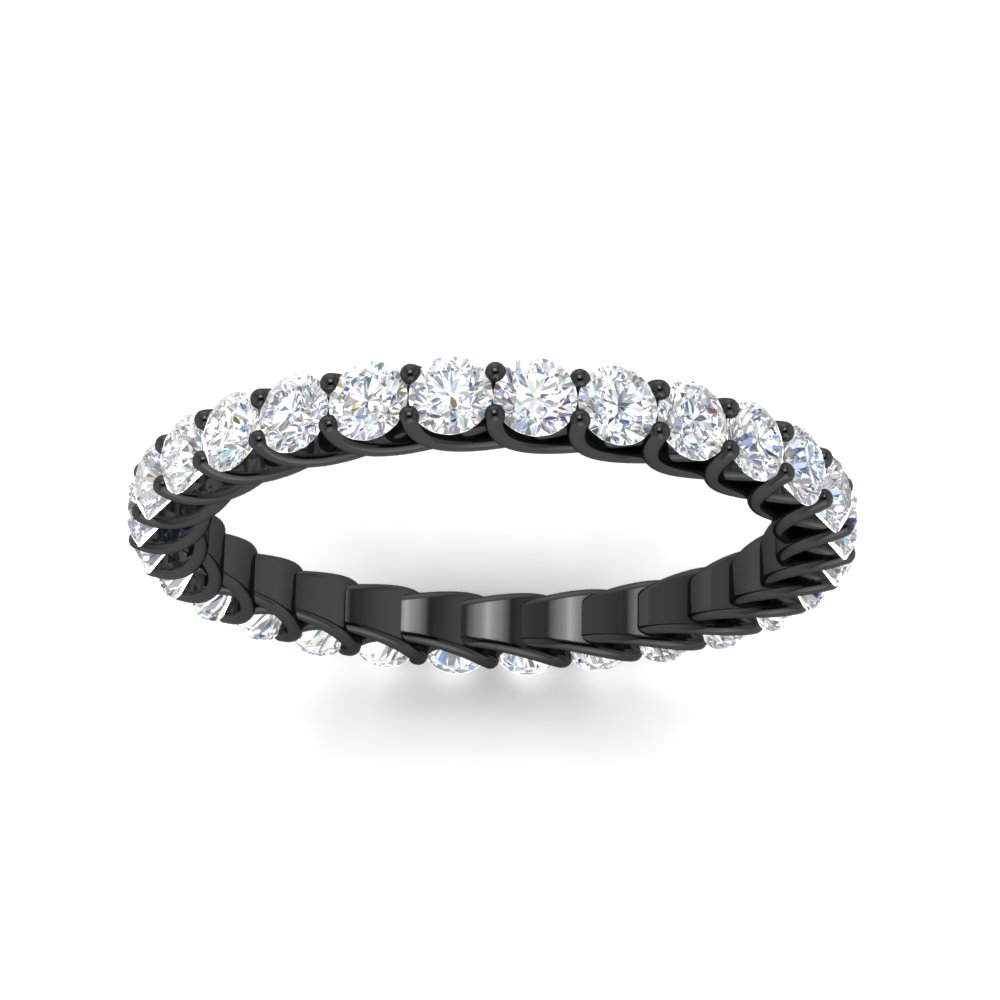 2 Ctw Round Eternity Anniversary Wedding Black Band with 14K Black Gold White Diamond