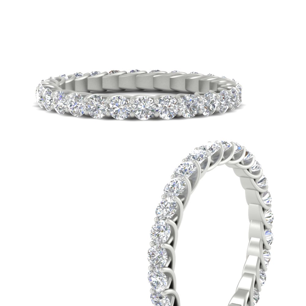 2 Ctw Round Eternity Anniversary Wedding Band with 14K White Gold White Diamond