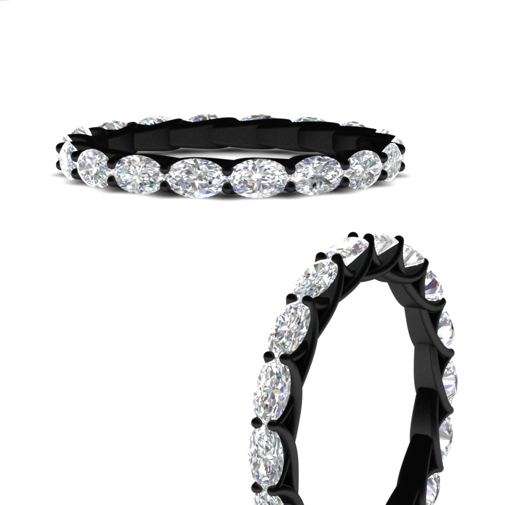 3 Carat Oval Horizontal Black Eternity Band with 14K Black Gold White Diamond